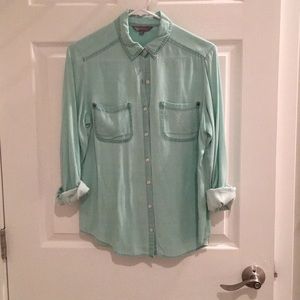 Teal chambray button down